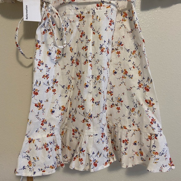 Reformation Floral Wrap Mini Dress - White and Pink - Picture 12 of 14